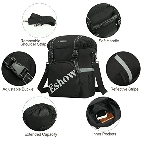 Eshow Waterproof Single Rear Bicycle Pannier Adjustable Hooks with Handle Strap Bag