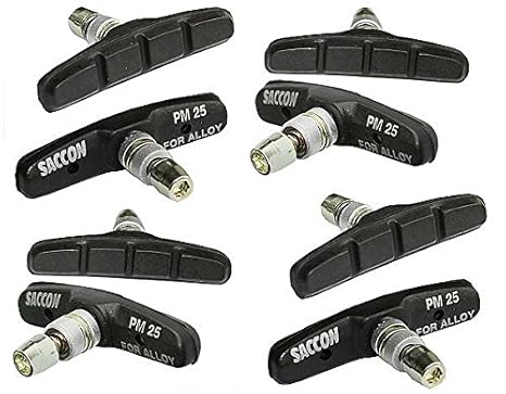 Saccon Bremsschuhe, 4 Paar (8 Stück), Modell 'PM25', für V-Brake, 70 mm, schwarz