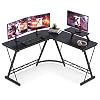 L Shaped Gaming Desk, Home Office Desk with Round Corner, Computer Desk with Large Monitor Stand Desk Workstation