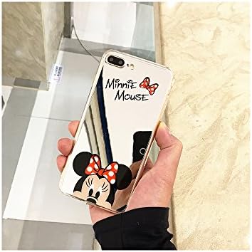 Cute Mickey Minnie Mouse Cover Mirror Silicone Plating Soft Gel Case for iPhone Case Cover for I phone X (Minnie/i phone X)