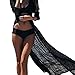 Sunm boutique Bikini Cover up Lace Long Beach Dress Tunic Swimwear Kimono CardiganBlack,One size)