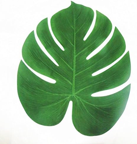 8 Inches Tropical Imitation Plant Green Leaves for Party Birthday Hawaiian Luau Party Jungle Beach Theme Decorations Supplies 15 Pack