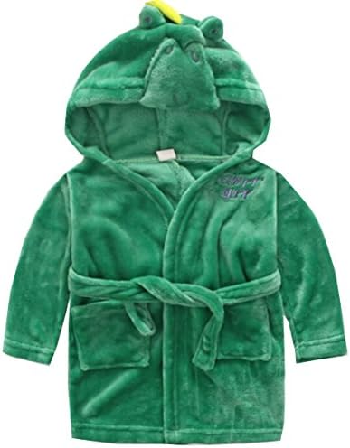 Km Unisex Baby Autumn and Winter Cute Long Sleeve Coral Velvet Night-gown/bathrobe (M, Green)