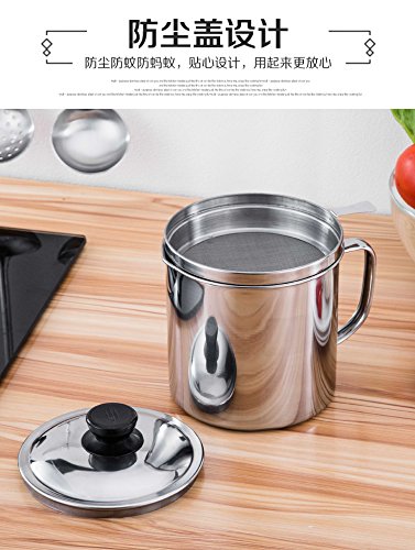 Oil Storage Grease Keeper, Grease Strainer Pot Grease Container With Mesh Strainer 1.7 L (8 Cups)