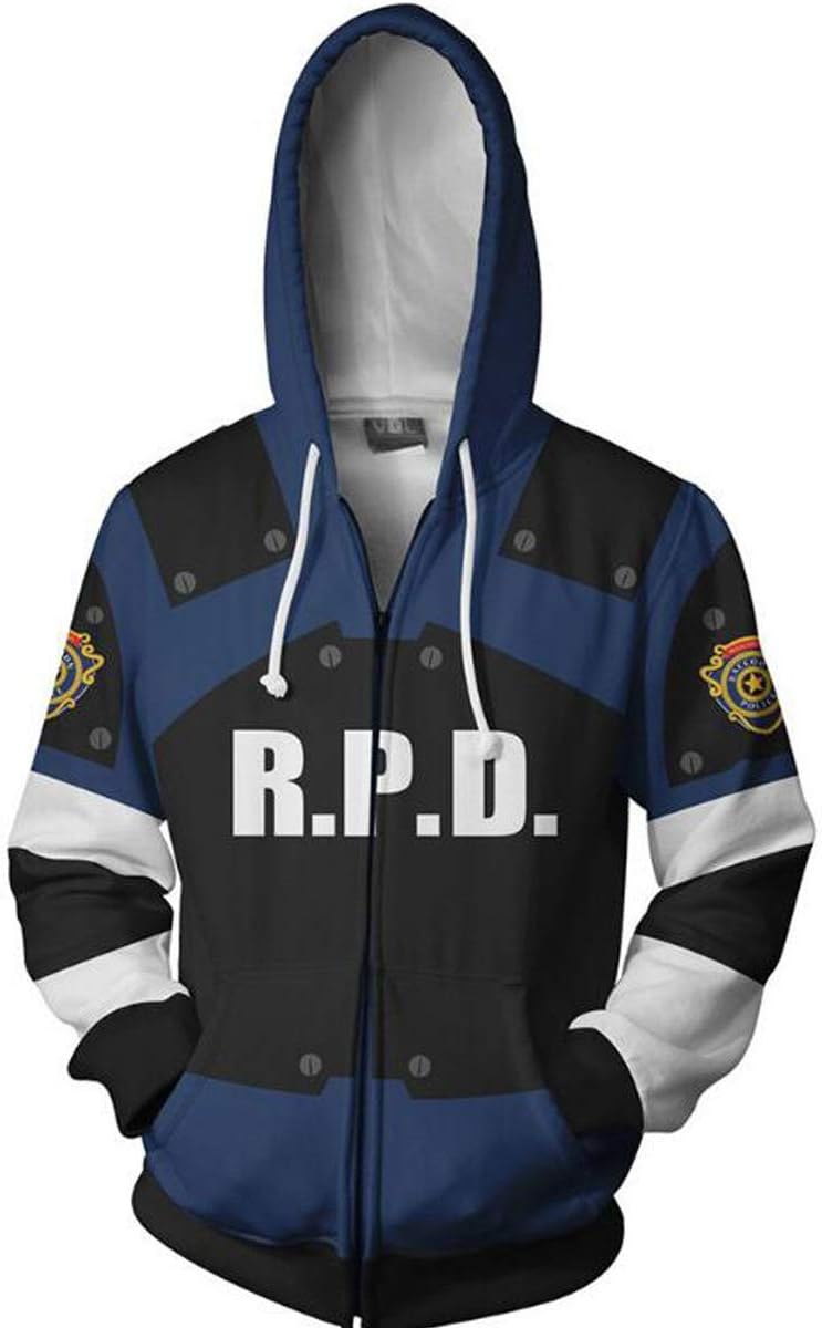 Nsoking Resident Evil 2 Hoodies Leon Scott Kennedy Jacket 3D Printed Hoodie Thin Sports Coat