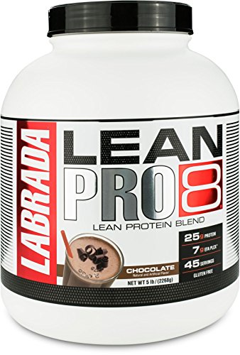 Labrada Nutrition Lean Pro 8, Super Premium Protein Powder with Whey Isolate & Casein for All-Day Lean Muscle Support, Chocolate Ice Cream, 5 Pound