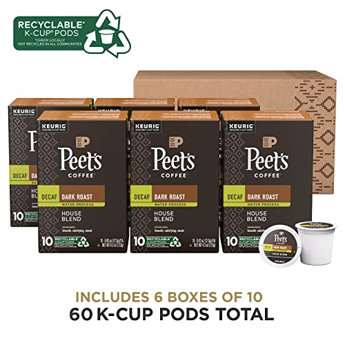 Peet's Coffee, Dark Roast Decaffeinated Coffee KCup Pods for Keurig