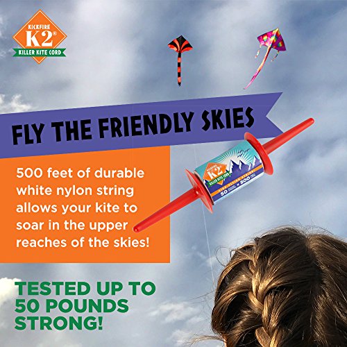 KickFire K2 Killer Kite Cord 500 Foot Durable White Nylon Kite String