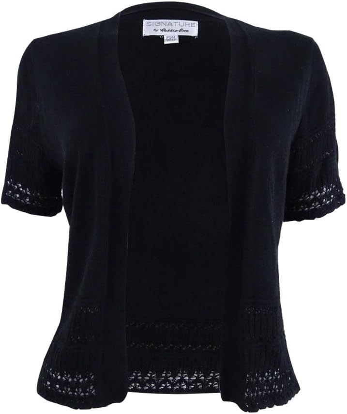 Signature by Robbie Bee Womens Petites Open Front Shrug Sweater Black PM