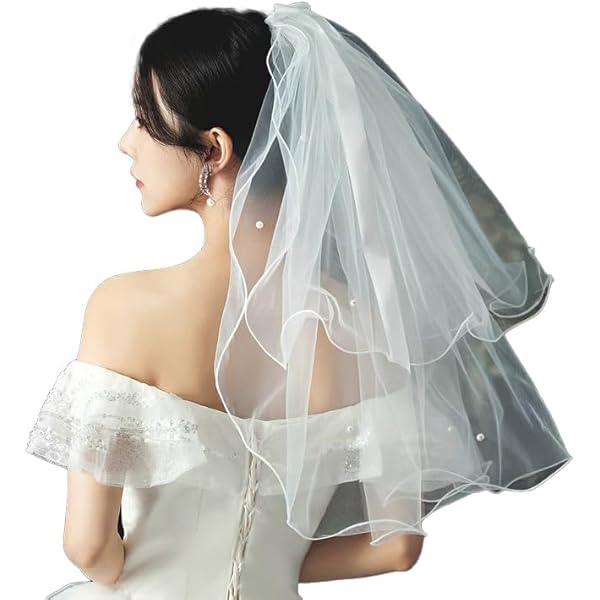 VULGBUNEE Brautschleier Mit Perlen - 230cm Langer Hochzeitsschleier