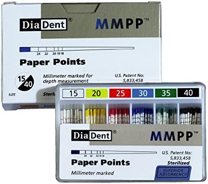 DiaDent 202-605 Diadent 202-605 Color Coded Paper Point, Spill Proof, Clearance, Green, C Accesory Size, 28 mm Length, Paper (Pack of 200)