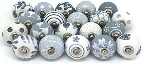 Surya Art Gallery Assorted Grey Colour painted ceramic pumpkin knobs cabinet drawer handles pulls