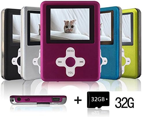 Lecmal Portable MP3/MP4 Player with 32GB Micro SD Card, Economic Multifunctional Music Player with Mini USB Port, MP3 Voice Recorder, Media Player Gift for Kids-32GB-Pink
