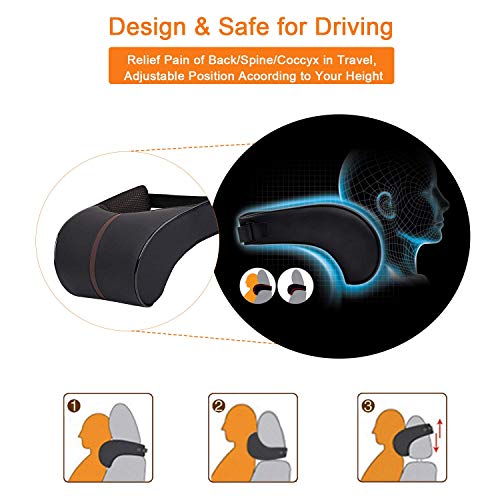 image for Anyshock Car Headrest Lumbar Pillow Neck Back Support 100% Memory Foam