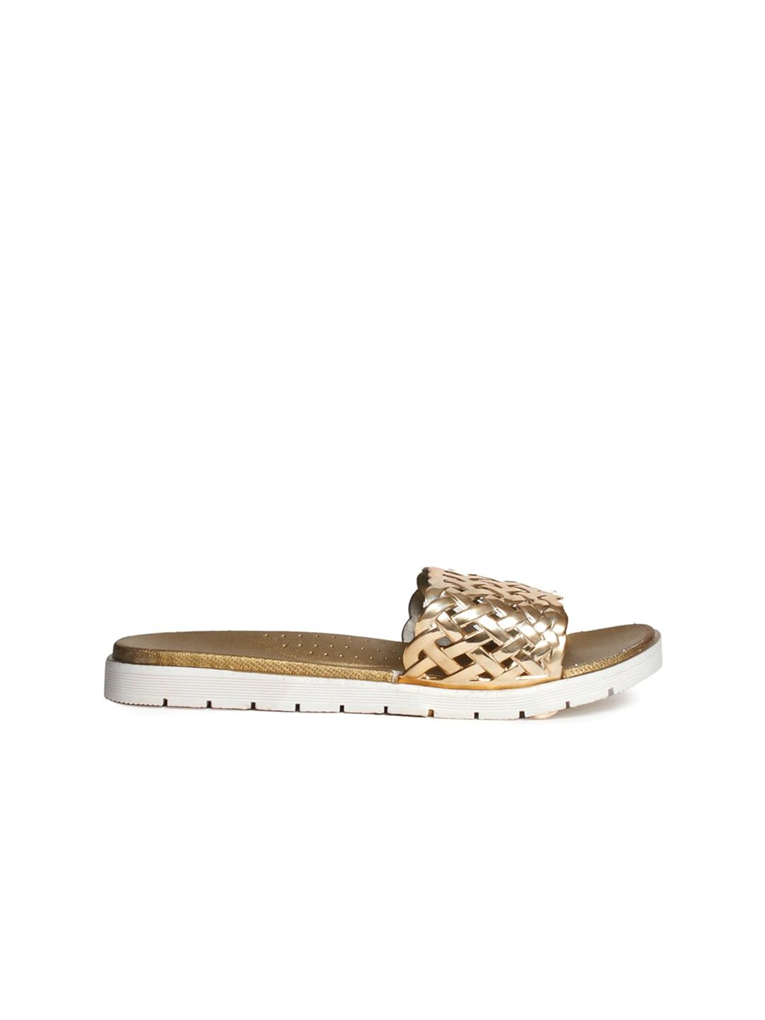 meriggiare women gold synthetic flats