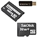 Sandisk 32GB 32G Class 4 microSD MicroSDHC Card with MicroSDHC to Memory Stick MS Pro Duo Adapter for Sony PSP and Cybershot Cameras with SoCal Trade Micro SDHC & SD Dual Slot Memory card Reader