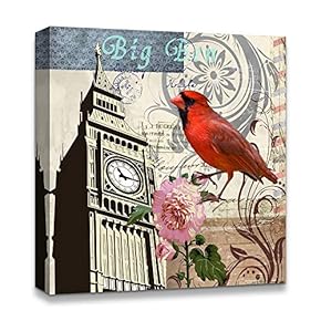 Canvas Wall Art Famous Building Birds/Flowers Pop-up Painting Artwork for Home Prints Framed - 12x12 inches