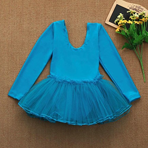 Tiean New Toddler Girls Gauze Leotards Tops Bodysuit Dancewear Dress Clothes Girls Outfits (3 T, Blue) - Thumbnail 5