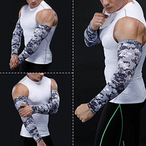 SHINYMOD Arm Sleeves UV Protection Sleeves for Men Women Youth Arm Warmers Compression Sports Sleeves Cycling Golf Basketball Driving Fishing Tattoo Covers Elbow Sleeves 1 Pairs - (3D Printed, XL)