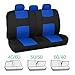 BDK Two-Tone PolyPro Car Seat Covers Full Set with Motor Trend Heavy Duty Rubber Car Floor Mats, Black & Blue – Interior Covers for Auto Truck Van SUV