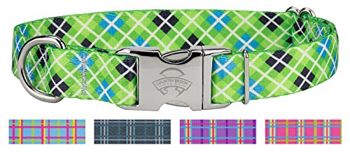 Country Brook Design 1 Inch Margarita Argyle Premium Dog Collar - Extra Large