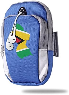 Flag Map Of Guyana Outdoor Jogging Armbags Bands Wrist Pack RoyalBlue For Unisex,One Size
