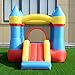 Costzon Inflatable Bounce House, Castle Jumper Slide Mesh Walls, Kids Party Jump Bouncer House w/Net, Carry Bag Without Blower (Blue Castle)