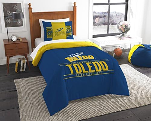 Officially Licensed Ncaa Toledo Rockets "Modern Take" Twin Comforter And Sham