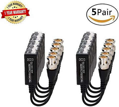 Passive Video Balun,HD-CVI/TVI Video Signal Transmitter/Transceivers with Built-In Transient Suppression Protection for CCTV Security/Surveillance Camera Systems Use