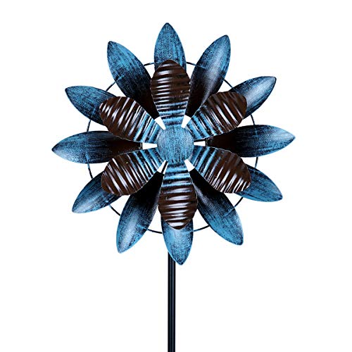 hourflik 3D Wind Spinners with Stable Stake Metal Garden Spinner with Reflective