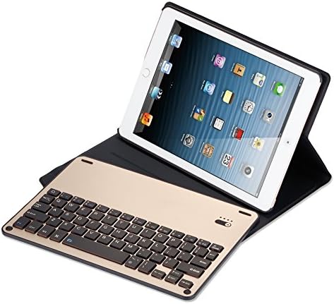 Ottertooth Keyboard Case for iPad Pro 9.7, Air 2, Air, Ultra-thin Aluminum Portfolio Case, Removal Bluetooth Smart Keyboard with Auto Sleep/Wake, Gold