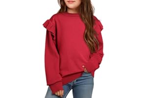 DOKOTOO KIDS Girls Sweaters Cute Crewneck Ruffle Long Sleeve Knit Pullover Sweater Tops 6-15 Years