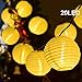 Binval Solar Lanterns String Lights 20 LED Fabric Ball Fairy Christmas Lighting Decor, for Outdoor, Indoor, Garden, Patio, Bedroom Wedding Decorations (Warm White)