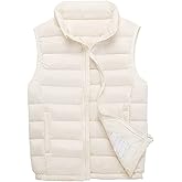 SK Studio Boys Girls' Light Weight Down Vest, Kids Lightweight Sleeveless Jacket, Boys Girls Puffer Down Vest White 160cm