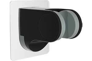 Hibbent Shower Head Holder, Strong Adhesive, Waterproof, Height Adjustable, Wall Mount, No Drilling, Matte Black