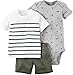 Carter's_1 Boy Diaper Cover Set Stripe Tee and Olive Btm, 12 Months