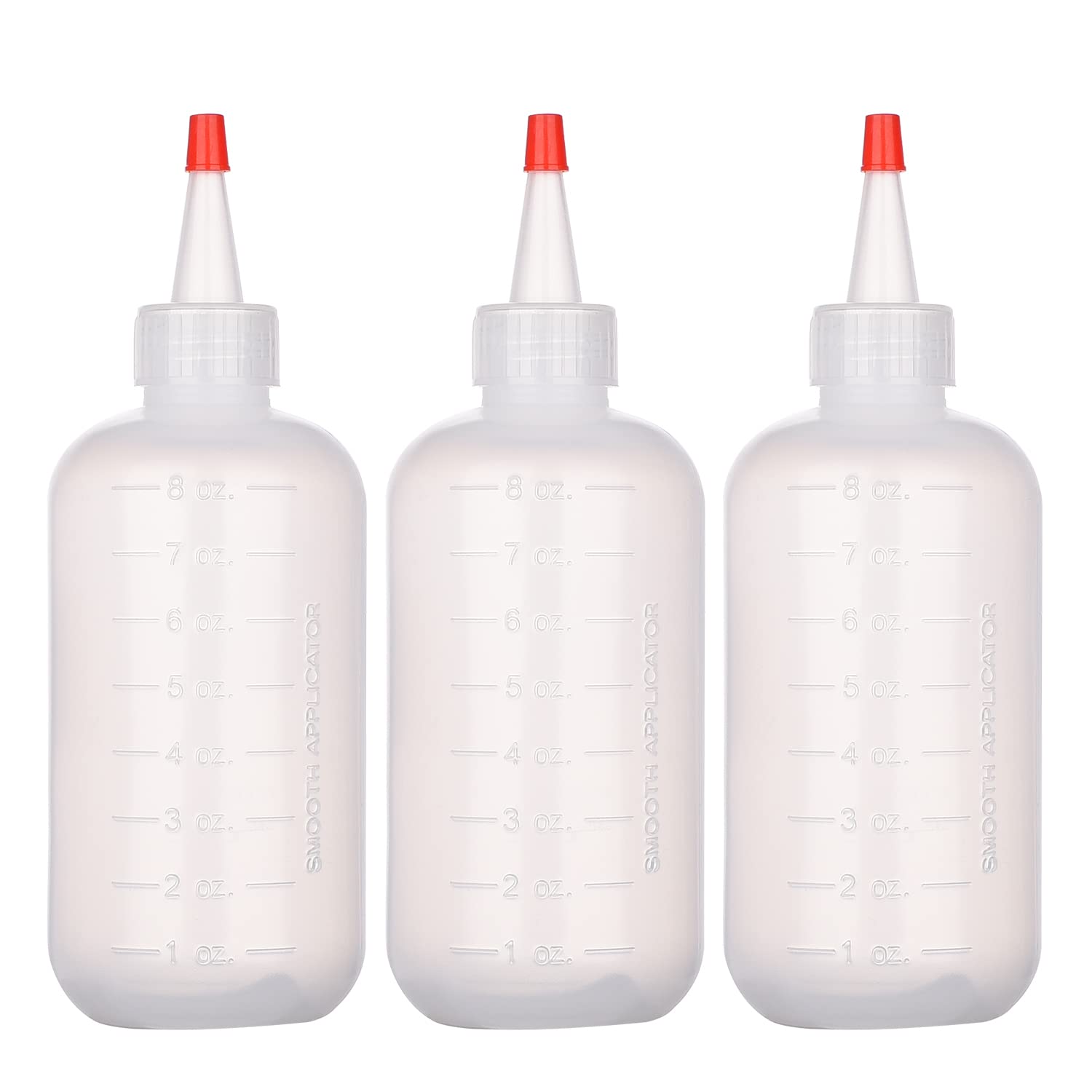 NAUZE 3 Pieces Applicator Bottle with Tip Squeeze Hair Oil Hair Color Applicator Plastic Hair Washing Bottle for Home Salon DIY(240ml)