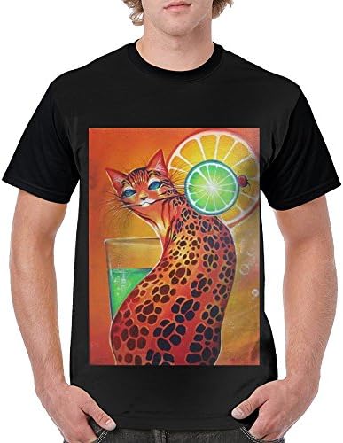 Miaodued Cat Lemon Mens Casual Comfortable Tee Graphic T-Shirt Round Neck