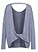 Choies Women Gray Knot Open Back Casual Long Sleeve Knit Loose Pullover Top Blouse S