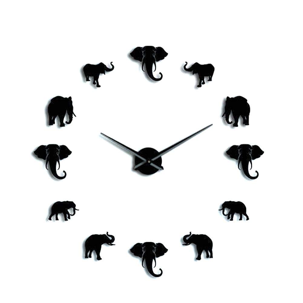 Nimomo Wall Clock -Unique Elephant Animal Shape Wall Clock DIY Acrylic Mirror Hanging Clock Decor for Home