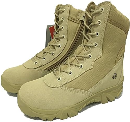 HanWild Men's Casual Shoes Leather Work Army boots,Sand, US 12