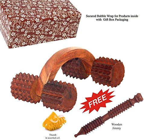 Wooden Acupressure Arched Spiked Massager Hand Roller