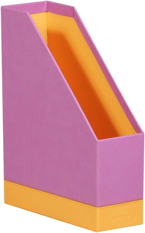 RHODIA 318931C, Lilac Magazine Rack, 10x25x31 cm, Orange Saddle Stitching, Faux Leather Exterior - Image 3