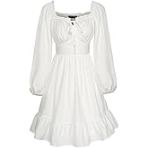 Scarlet Darkness Womens Corset Dress Long Lantern Sleeve Off The Shoulder Mini Dress