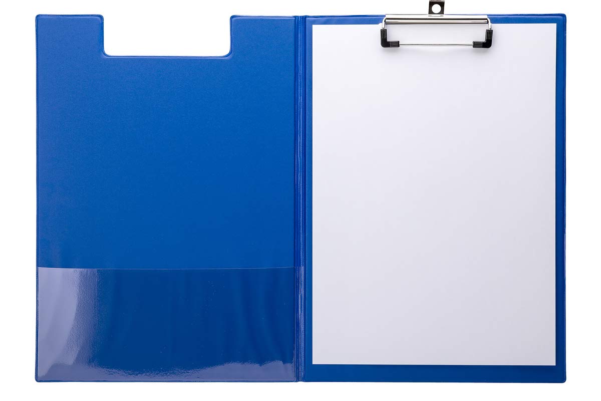 OFFICE POINT GERMANY Office Point A4 Clipboard Folder Blue Folding Clipboard Folder Writing Board with Inner Pocket Plastic Cover (Blue) (10) 3672200-07