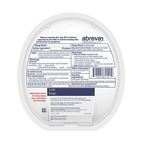 Abreva Only FDA Approved Cold Sore Treatment/Fever Blister Medicine to
