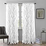 DiamondHome 2pc Cascade Shabby Chic Sheer Ruffled Curtain Panel (White, 84
