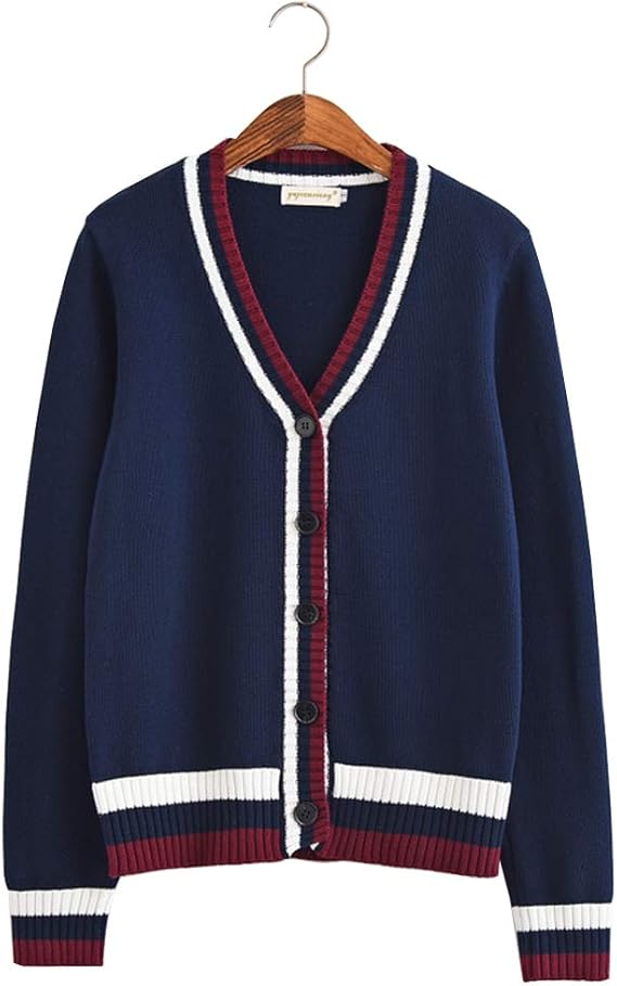 Amazon Co Jp Yujianxiong スクールカーディガン ニット カーディガン レディース カットソー セーター 学生服 女子 制服 コスプレ 衣装 コスチューム ニットトップス 上着 アウター スクールセーター 服 ファッション小物
