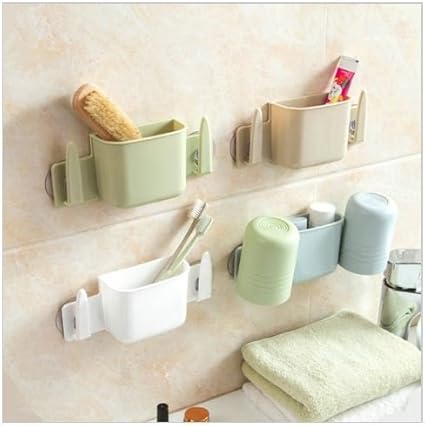 CONNECTWIDE Multi-Purpose Wall Attachable Suction Cup Toilet Holder, Bathroom Toothbrush, Tissue Holder,ABS Plastic Material, Available on Reasonable Price Beige Color, Qty-1 PC