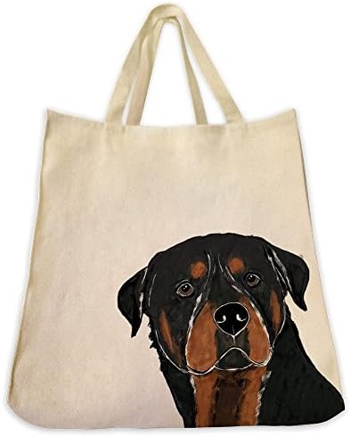 Rottweiler Dog Portrait Color De Extra Large Eco Friendly Reusable Cotton Twill Grocery Shopping Tote Bag